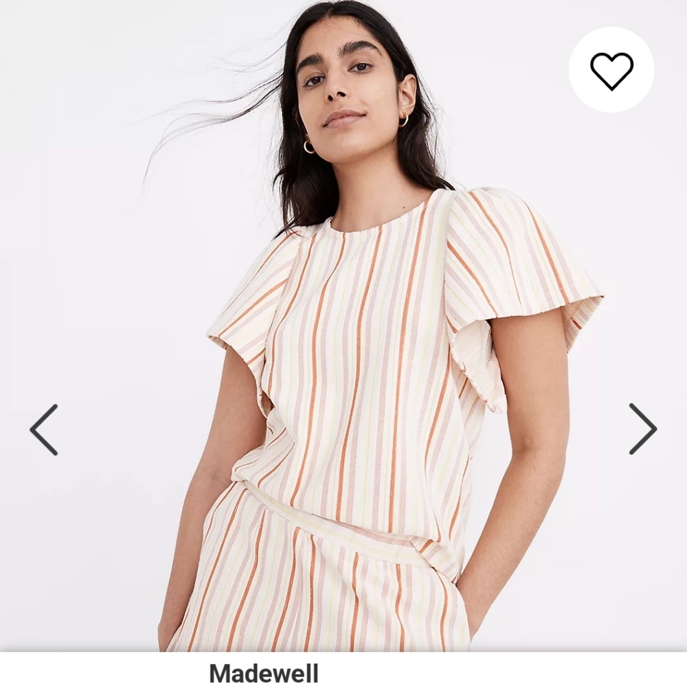 Madewell flutter sleeve striped crop top size S